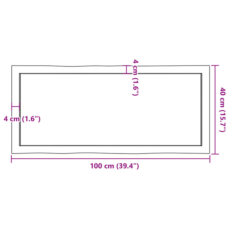 Table Top Dark Brown 100x40x(2-6) cm Treated Solid Wood Live Edge