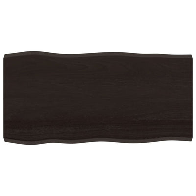 Table Top Dark Brown 100x50x(2-4) cm Treated Solid Wood Live Edge