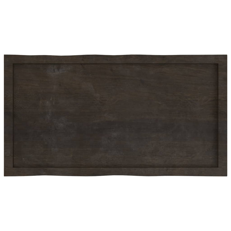 Table Top Dark Brown 100x50x(2-4) cm Treated Solid Wood Live Edge