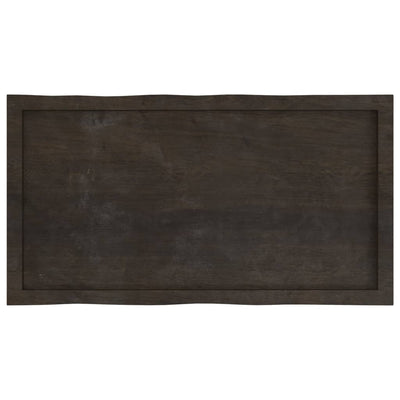 Table Top Dark Brown 100x50x(2-6) cm Treated Solid Wood Live Edge