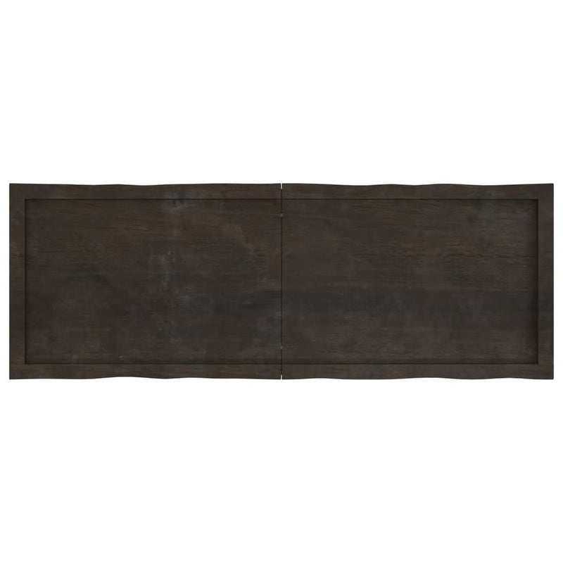 Table Top Dark Brown 140x50x(2-4) cm Treated Solid Wood Live Edge