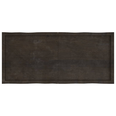 Table Top Dark Brown 140x60x(2-4) cm Treated Solid Wood Live Edge