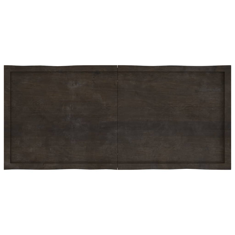 Table Top Dark Brown 140x60x(2-4) cm Treated Solid Wood Live Edge