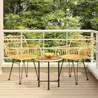 3 Piece Garden Dining Set Poly Rattan