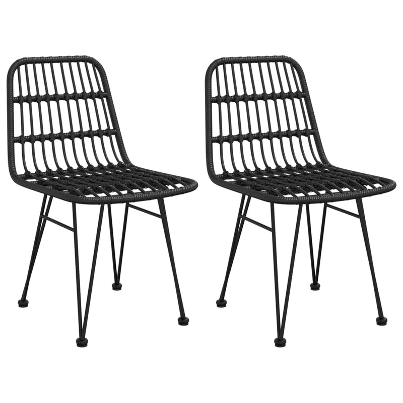 3 Piece Garden Dining Set Black Poly Rattan