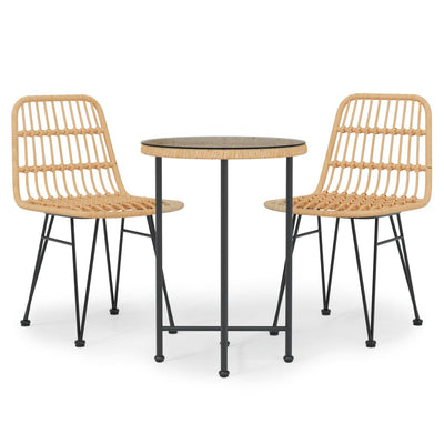 3 Piece Garden Dining Set Poly Rattan