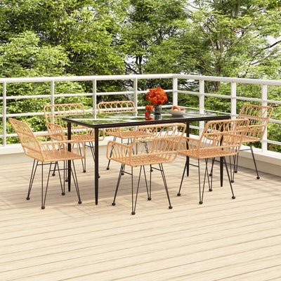 7 Piece Garden Dining Set Poly Rattan