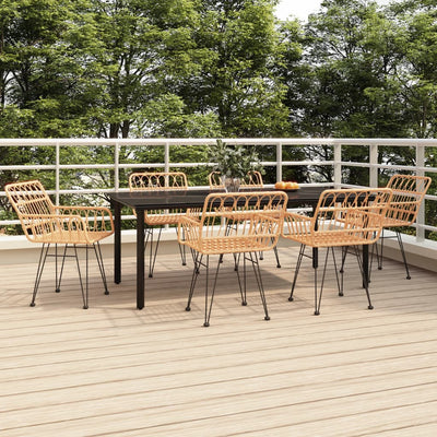 7 Piece Garden Dining Set Poly Rattan