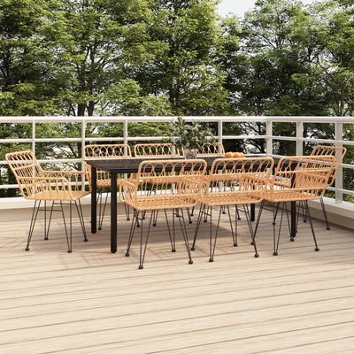 9 Piece Garden Dining Set Poly Rattan