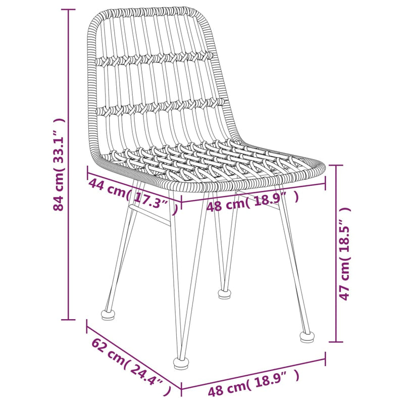 3 Piece Garden Dining Set Poly Rattan