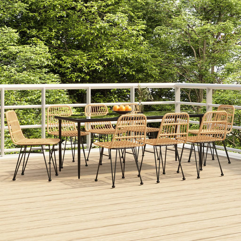 9 Piece Garden Dining Set Poly Rattan