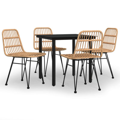 5 Piece Garden Dining Set Poly Rattan