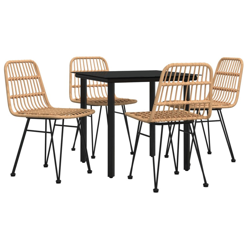 5 Piece Garden Dining Set Poly Rattan