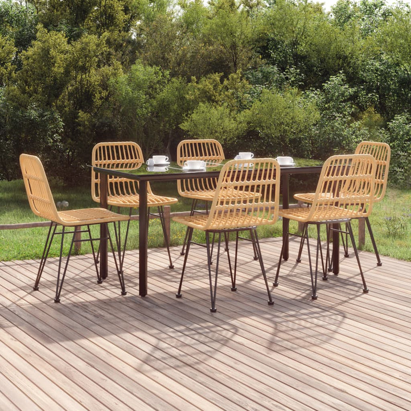 7 Piece Garden Dining Set Poly Rattan