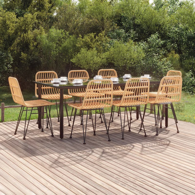 9 Piece Garden Dining Set Poly Rattan