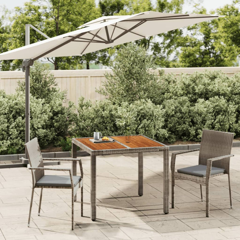 3 Piece Garden Dining Set with Cushions Grey Poly Rattan