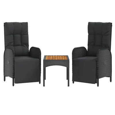 4 Piece Garden Dining Set with Cushions Black Poly Rattan