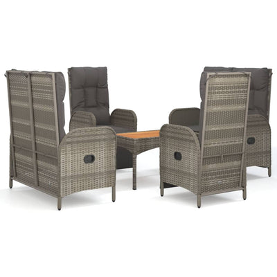 5 Piece Garden Dining Set with Cushions Grey Poly Rattan