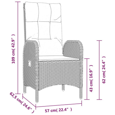 3 Piece Garden Dining Set with Cushions Grey Poly Rattan