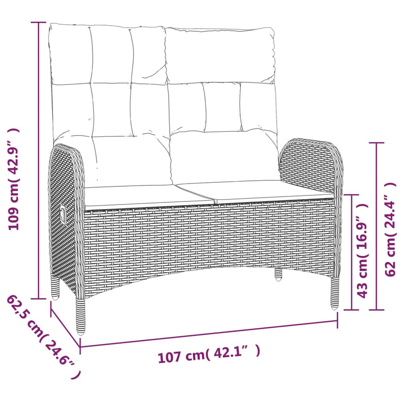 3 Piece Garden Dining Set with Cushions Grey Poly Rattan