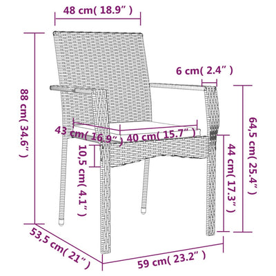 5 Piece Garden Dining Set with Cushions Black and Grey Poly Rattan