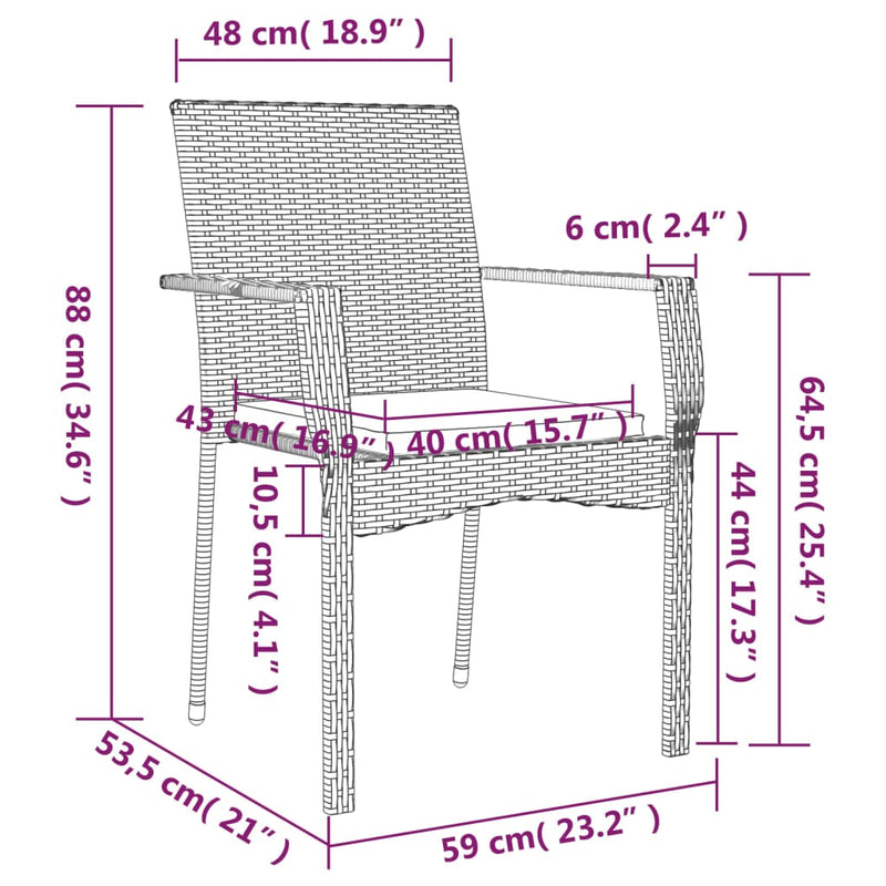 5 Piece Garden Dining Set with Cushions Black and Grey Poly Rattan