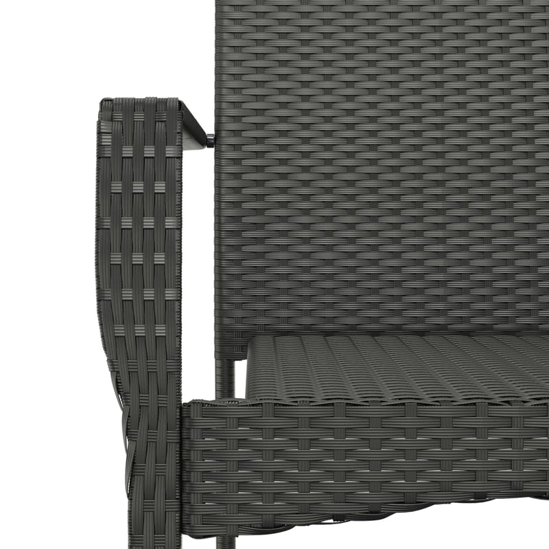 3 Piece Garden Dining Set with Cushions Black Poly Rattan