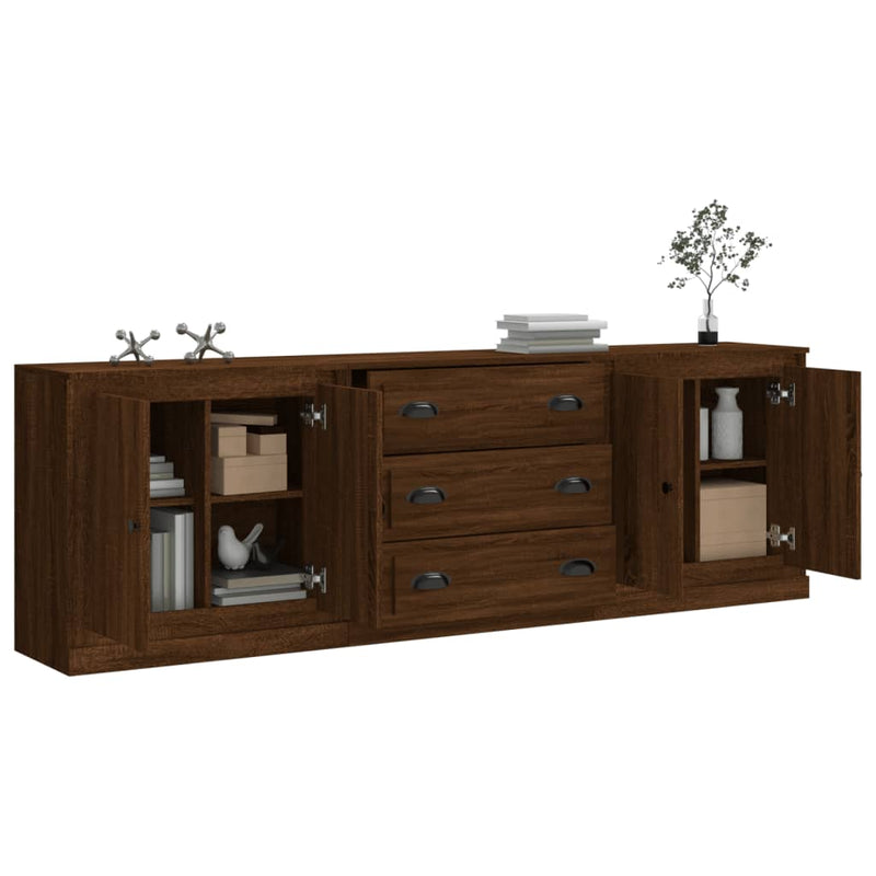 Sideboards 3 pcs Brown Oak Engineered Wood