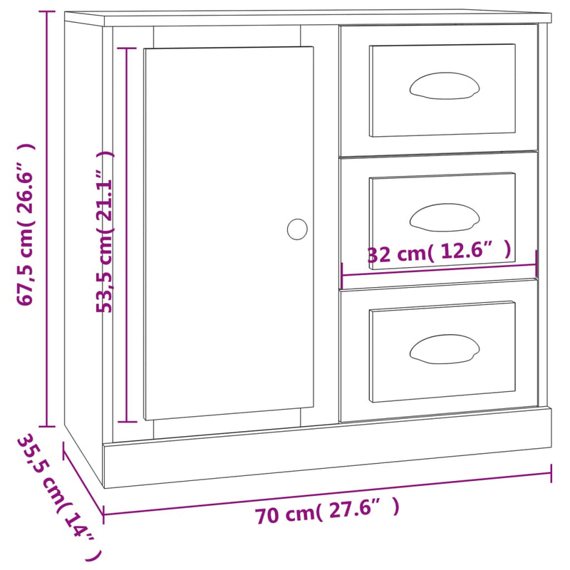 Sideboards 2 pcs White Engineered Wood