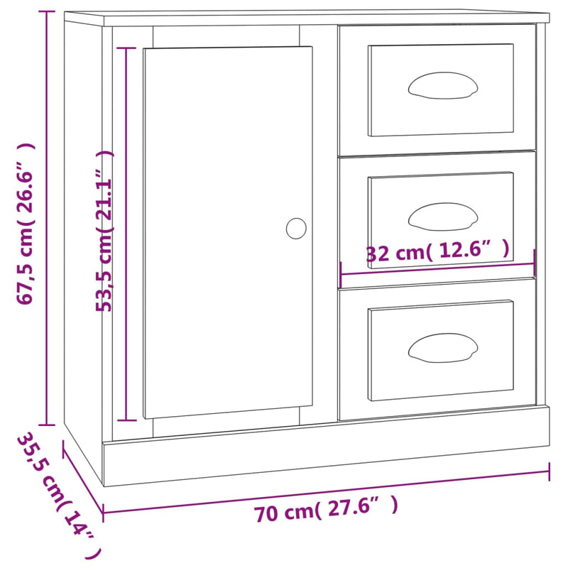 Sideboards 2 pcs Smoked Oak Engineered Wood