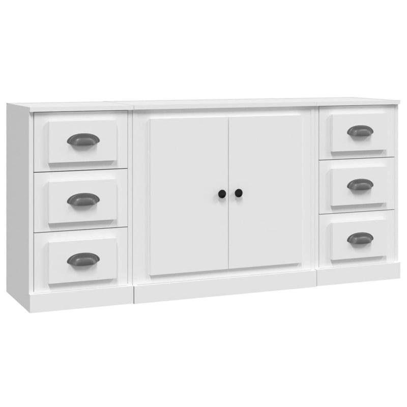 Sideboards 3 pcs White Engineered Wood