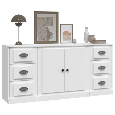 Sideboards 3 pcs White Engineered Wood