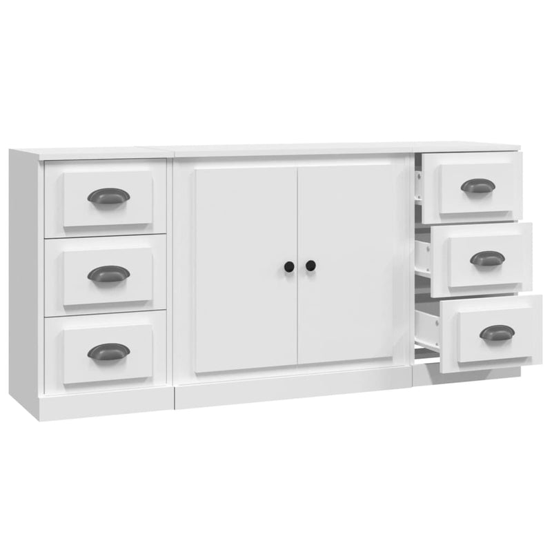 Sideboards 3 pcs White Engineered Wood