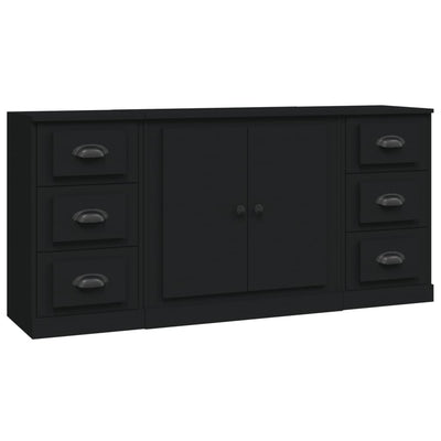 Sideboards 3 pcs Black Engineered Wood