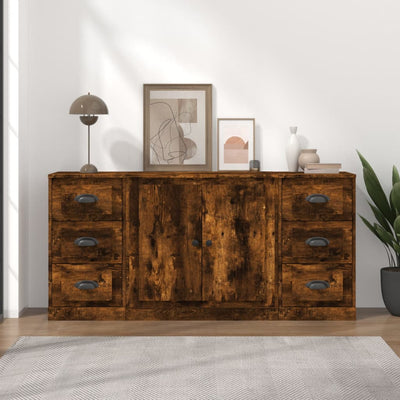 Sideboards 3 pcs Smoked Oak Engineered Wood