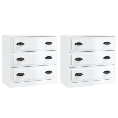 Sideboards 2 pcs High Gloss White Engineered Wood