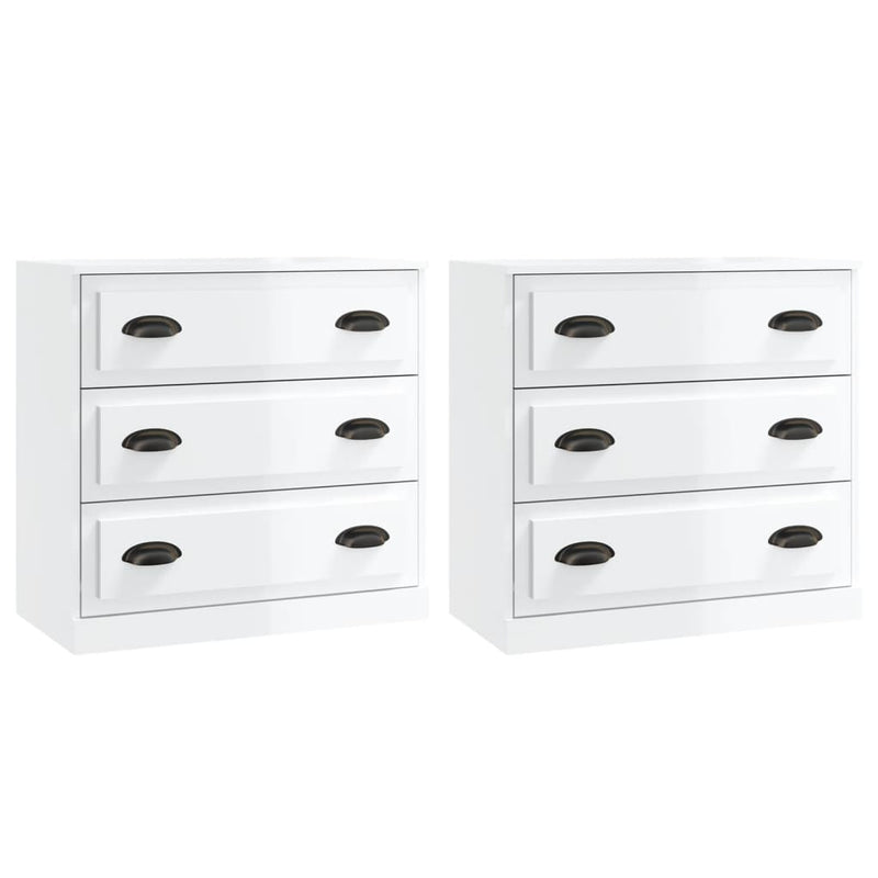 Sideboards 2 pcs High Gloss White Engineered Wood