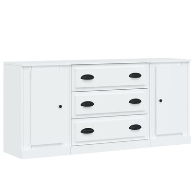 Sideboards 3 pcs High Gloss White Engineered Wood