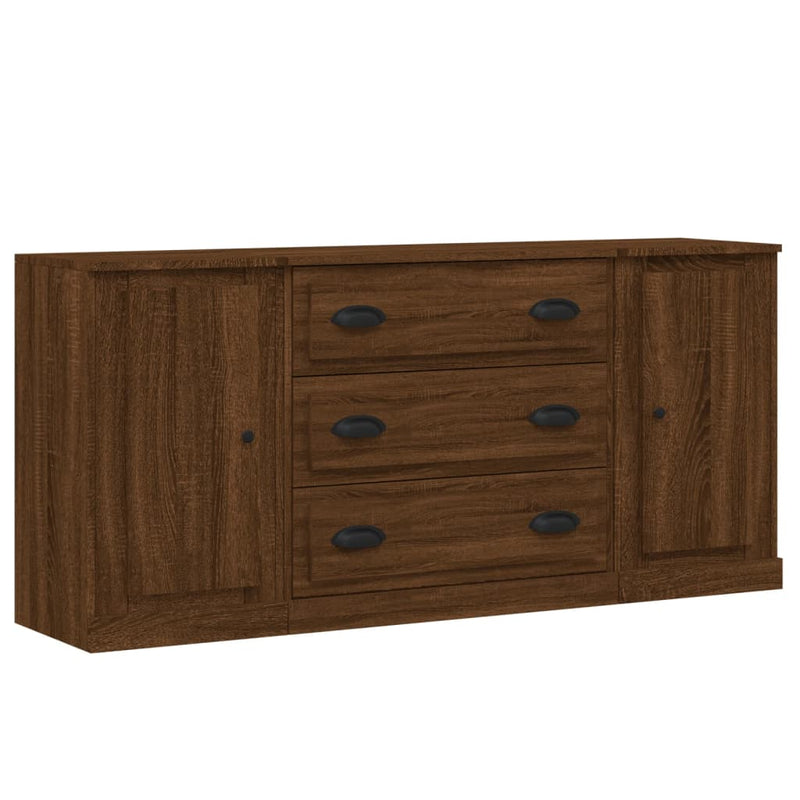 Sideboards 3 pcs Brown Oak Engineered Wood