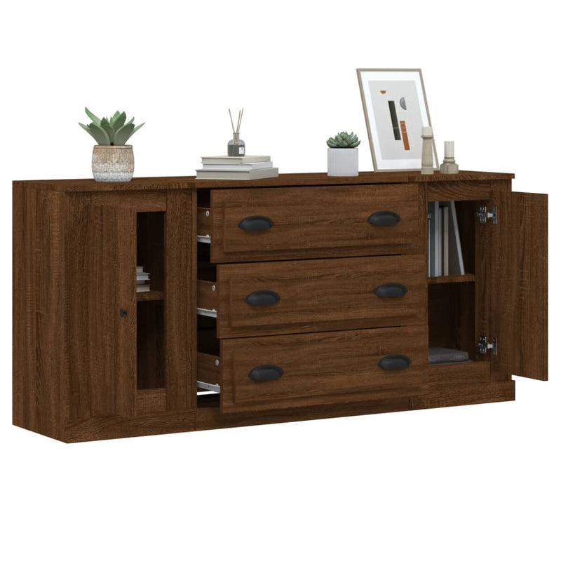 Sideboards 3 pcs Brown Oak Engineered Wood