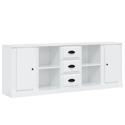 Sideboards 3 pcs High Gloss White Engineered Wood