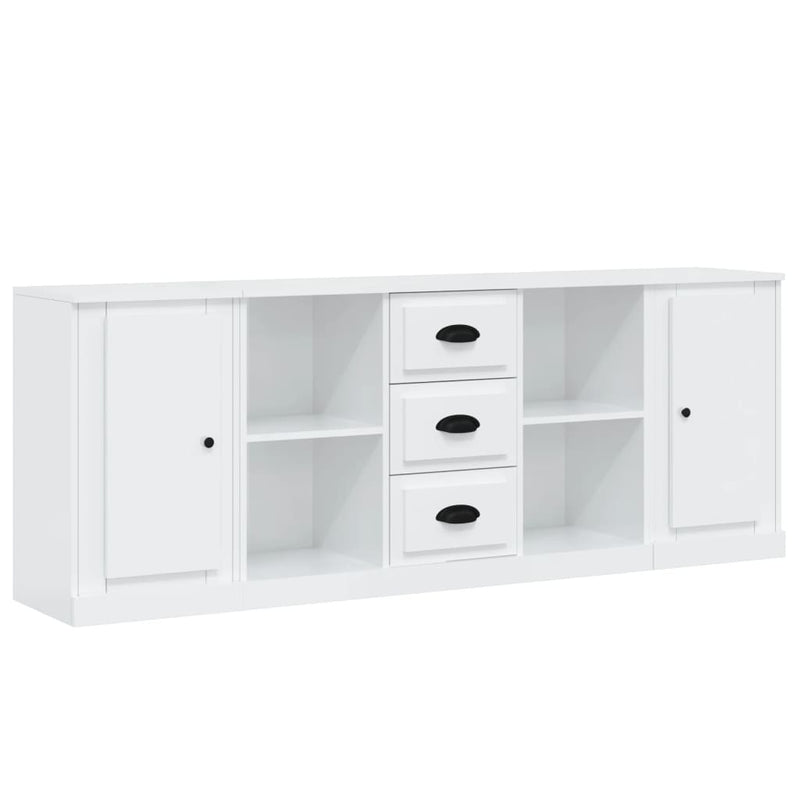 Sideboards 3 pcs High Gloss White Engineered Wood