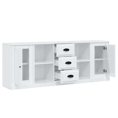 Sideboards 3 pcs High Gloss White Engineered Wood