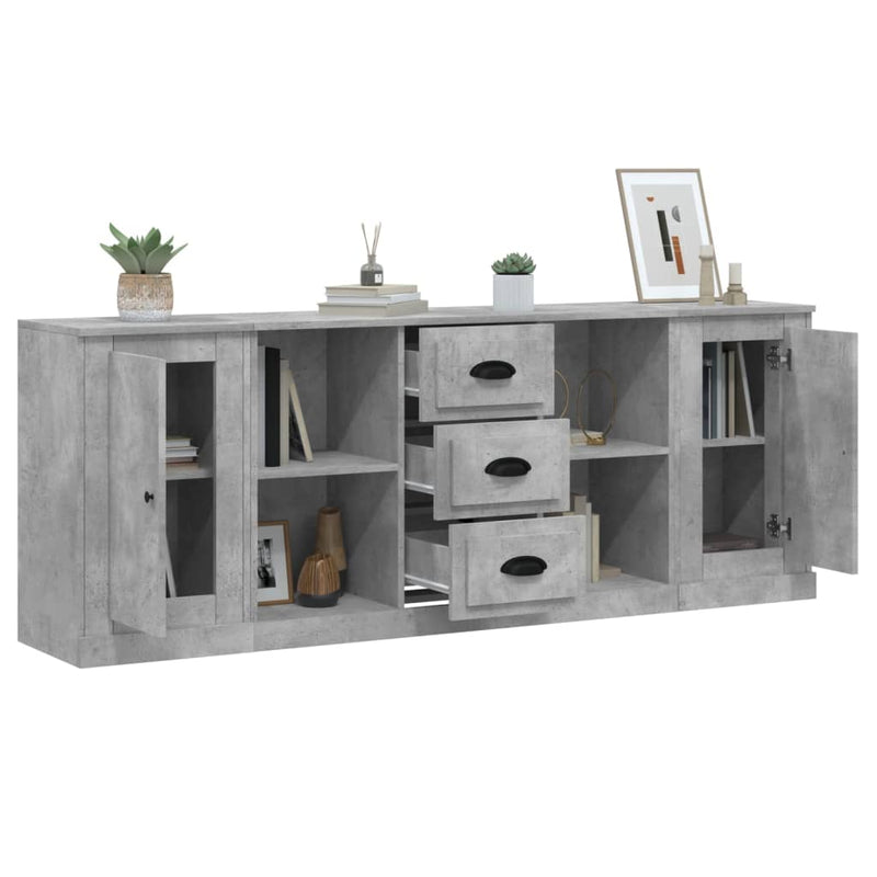 Sideboards 3 pcs Concrete Grey Engineered Wood