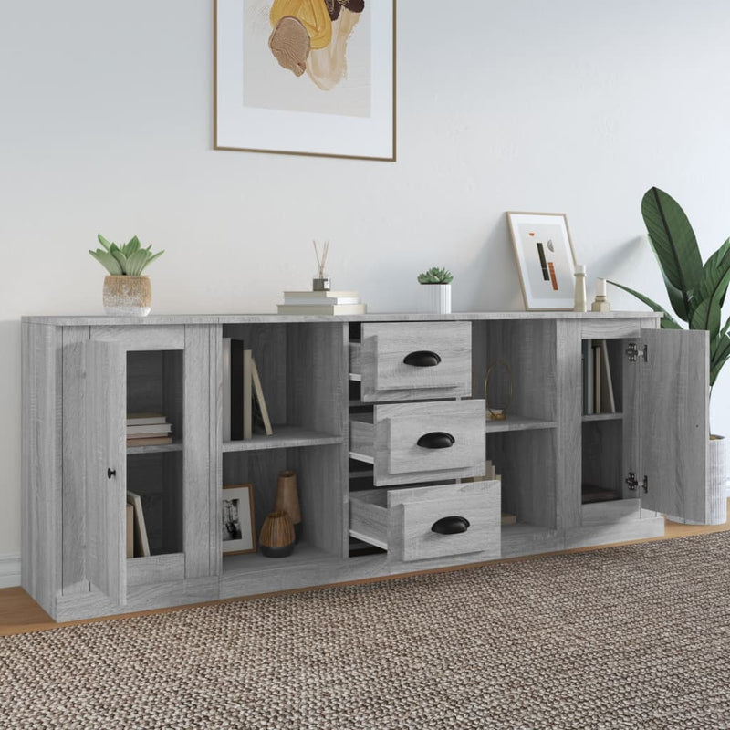 Sideboards 3 pcs Grey Sonoma Engineered Wood