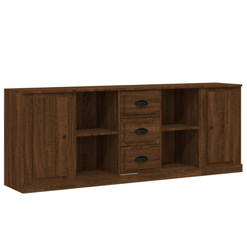 Sideboards 3 pcs Brown Oak Engineered Wood