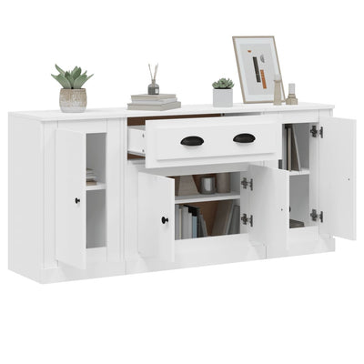 Sideboards 3 pcs White Engineered Wood