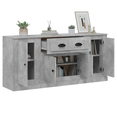 Sideboards 3 pcs Concrete Grey Engineered Wood