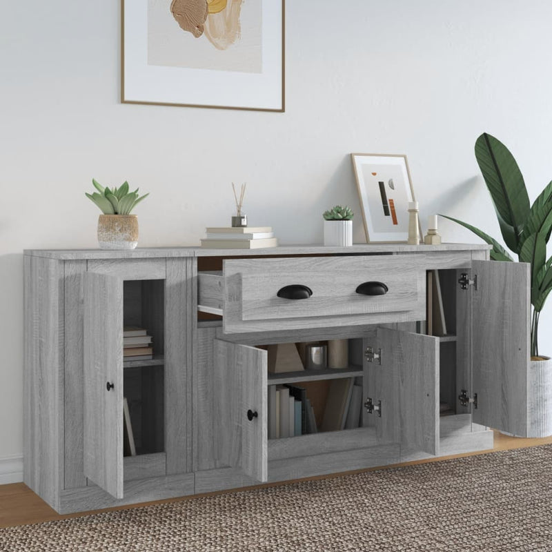 Sideboards 3 pcs Grey Sonoma Engineered Wood