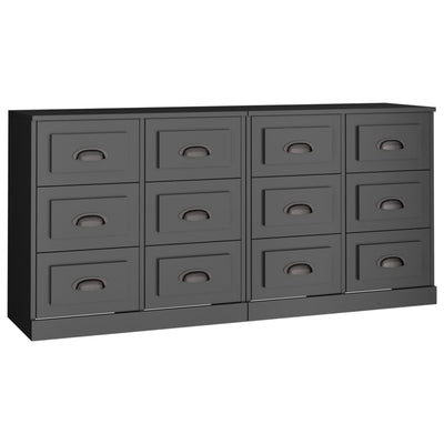 Sideboards 2 pcs Black Engineered Wood